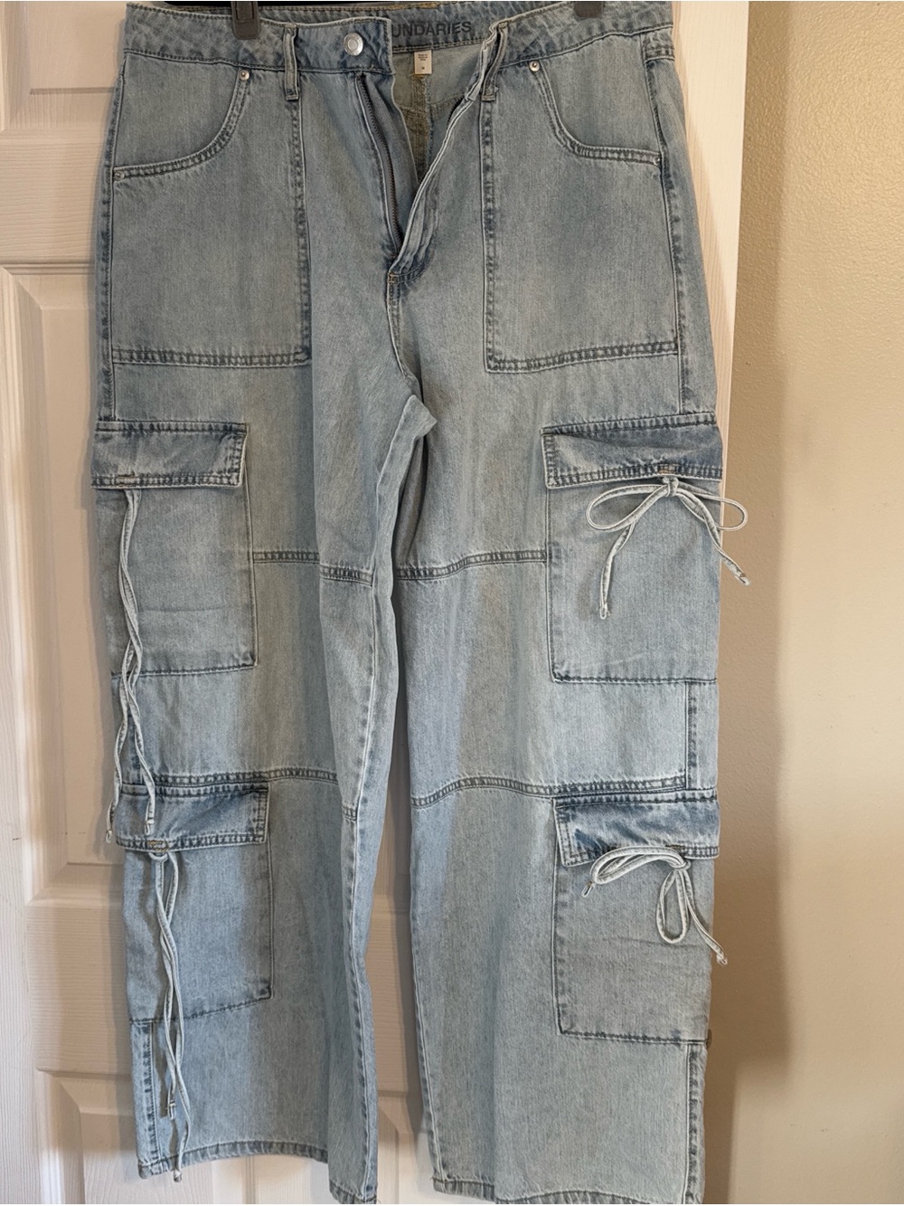 No Boundaries Light Wash Cargo Denim Pants